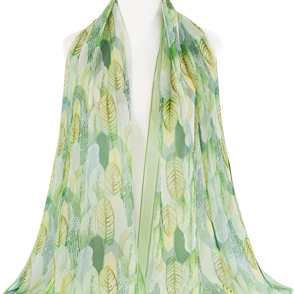 Herebuy - Unique Women's Floral Scarves: Chiffon Flowers & Birds Printed Scarf - Picture 3 of 7